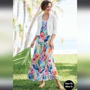 Soft Surroundings Santiago Maxi Dress Plus Size 3XL Watercolor Floral Sleeveless